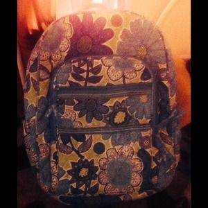 Vera Bradley Campus Backpack Blue and Green Floral