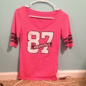 Pink Aeropostale Half Sleeved V-Neck
