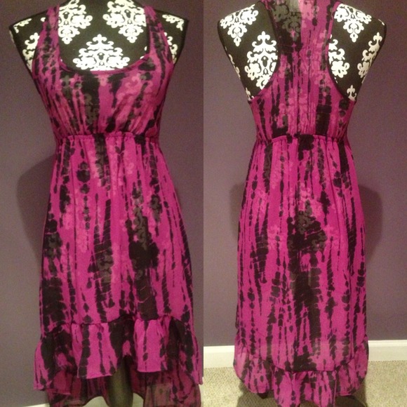 Purple & Black Tie Dye Chiffon Dress
