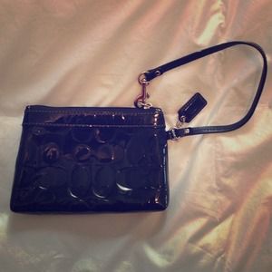 Black patent COACH wristlet