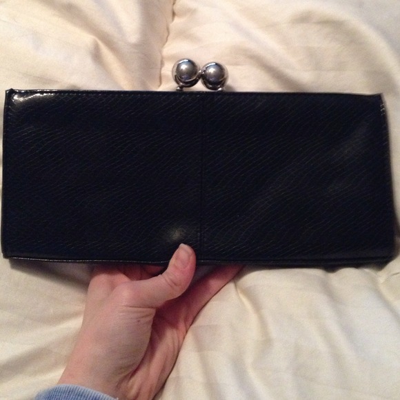 Black snakeskin clutch