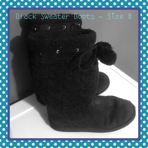 Black Sweater Boots ~ Size 8!