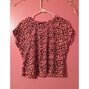 Forever 21 pink, black leopard crop top