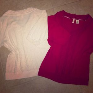 Two Anthropologie short sleeve sweater tops M