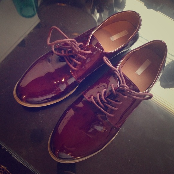Cooperative Shoes - Vegan Patent Burgundy Oxfords