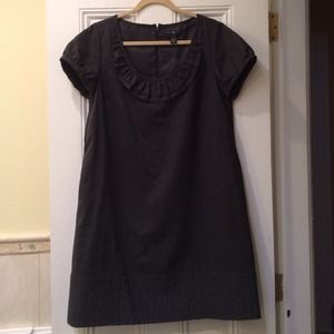 GAP charcoal shift dress with ruffle neckline