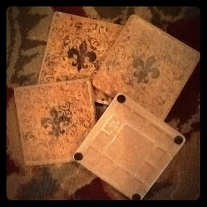 🍷4 Ceramic Coasters made by me! Perfect gift!