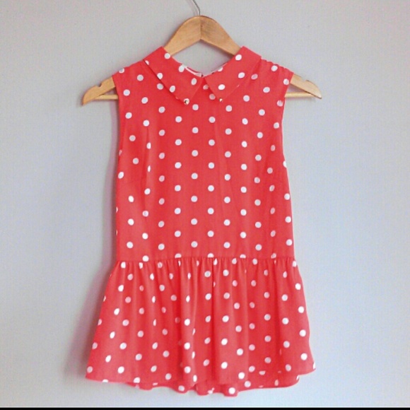SOLD IN BUNDLE - Polka dot peplum top