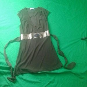 Brown and gold dress top