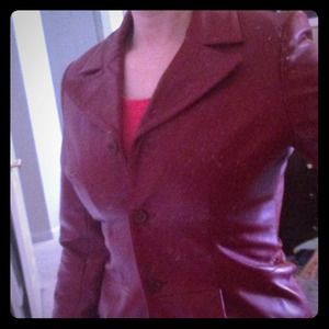 Lamb skin red coat