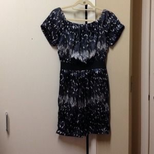 Black, grey, and navy dress