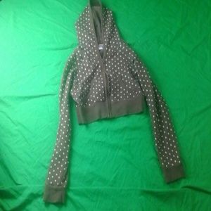 Brown and white polka dot hoodie