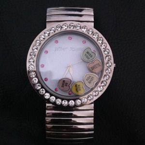 Betsey Johnson silver rhinestone watch