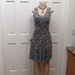 Black and white sleeveless dress..