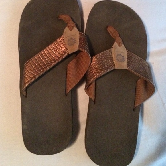 Yellow box flip flops