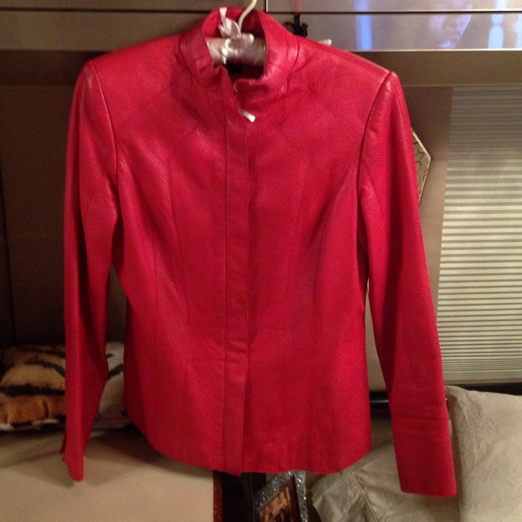 Red Genuine Leather Jacket - Picture 1 of 4