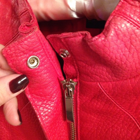 Red Genuine Leather Jacket - Picture 2 of 4