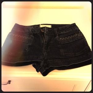 Denim shorts.