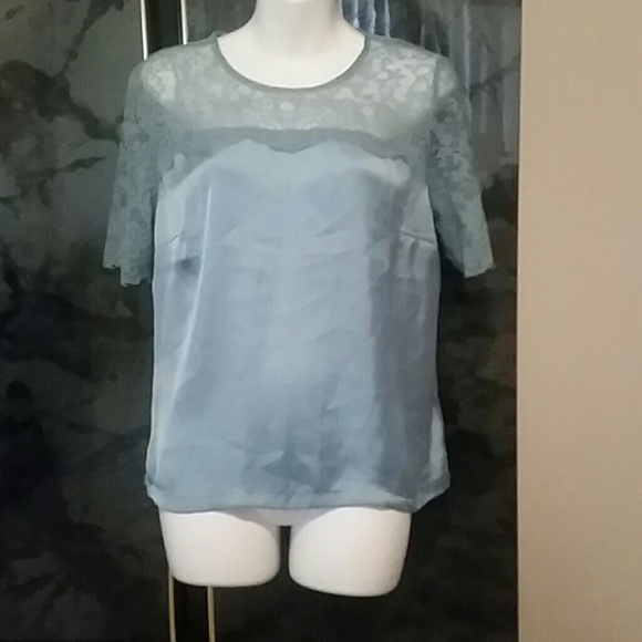 Teal lace and satin shirt size medium