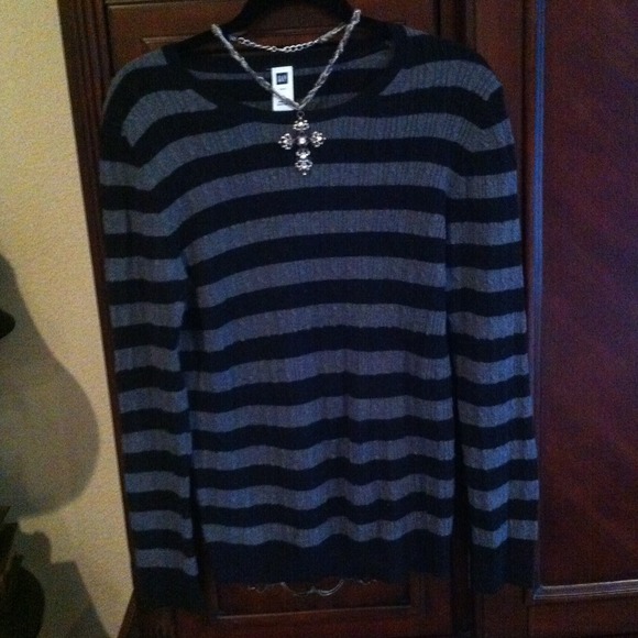 GAP Sweaters - Black & Grey striped Gap sweater