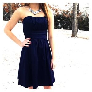 David's Bridal Navy Bridesmaid Dress