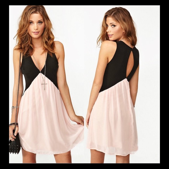 Pink an Black Chiffon Dress