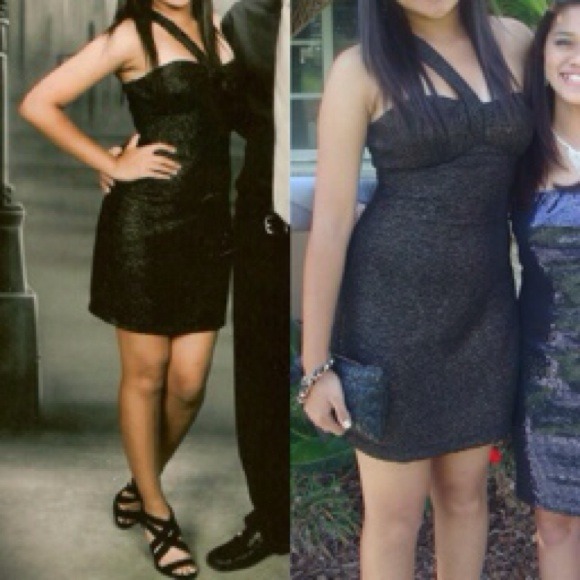 Little Black Dress LBD bodycon with gold flecks - Picture 1 of 1