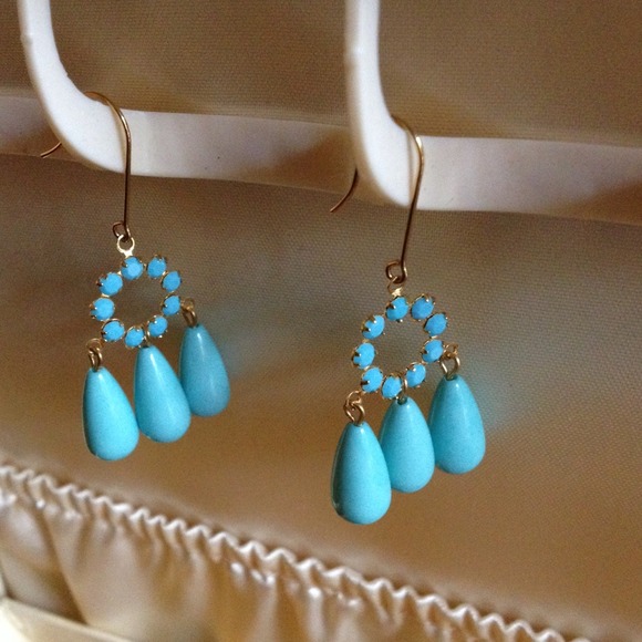 SALE Blue and gold color earring - Picture 1 of 2