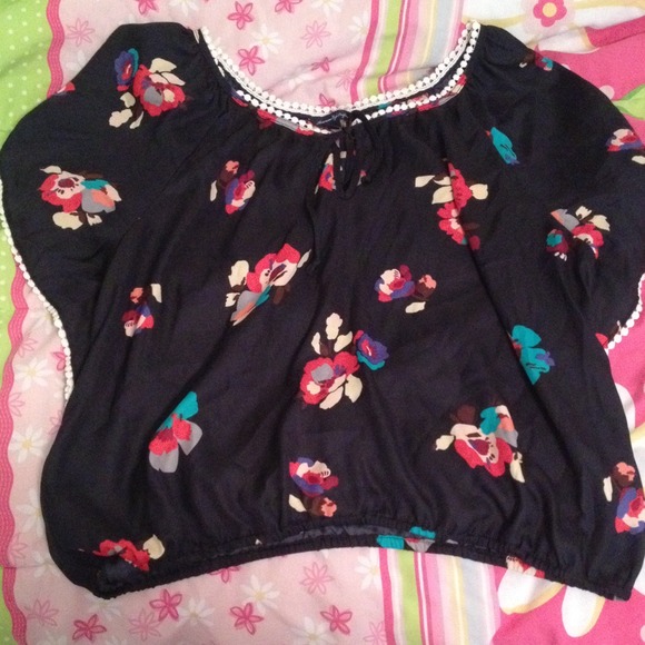 Navy blue floral shirt