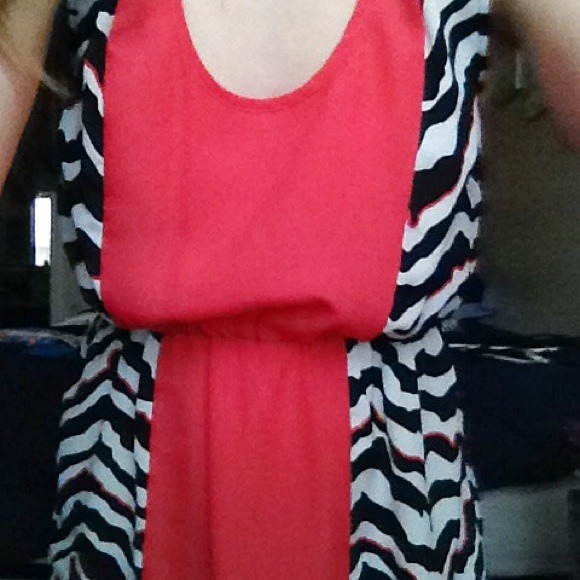 Light Zebra Print & Coral Dress - Picture 5 of 8