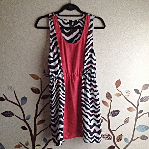 Light Zebra Print & Coral Dress - Picture 6 of 8