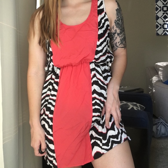 Light Zebra Print & Coral Dress - Picture 4 of 8