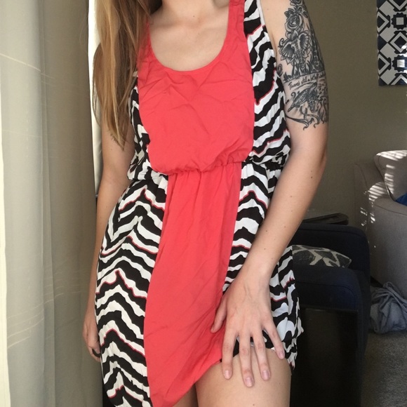 Petticoat Alley Dresses & Skirts - Light Zebra Print & Coral Dress