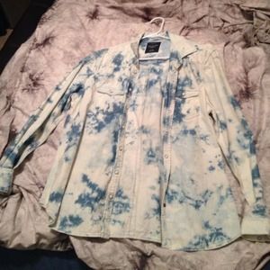 Acid wash denim button up American Eagle