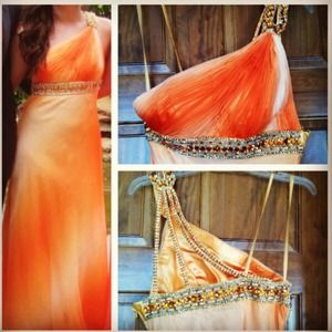 Orange ombre prom dress