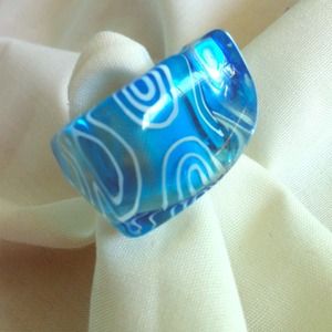 (Reduced) Irregular shape aqua marine color ring
