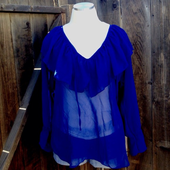 Tops - ⭐️L/XL⭐️Royal blue sheer top