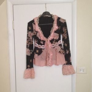 Pink and black blouse