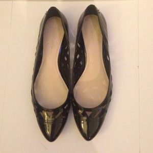 Black Patent Leather Calvin Klein flats, size 10