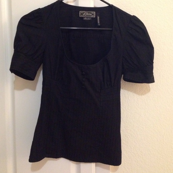 Guess black scoop neck top XS
