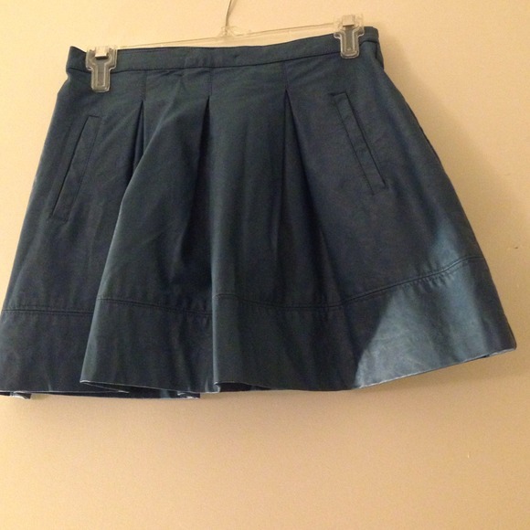 Teal leather skater skirt