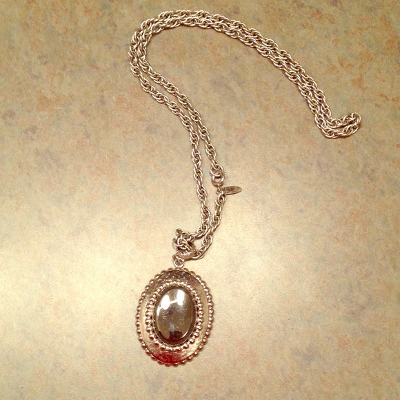 Long silver pendant necklace