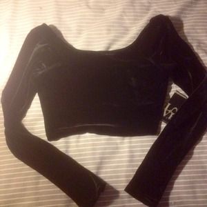 Black velvet crop top