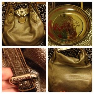 VERSACE tote in metallic pewter
