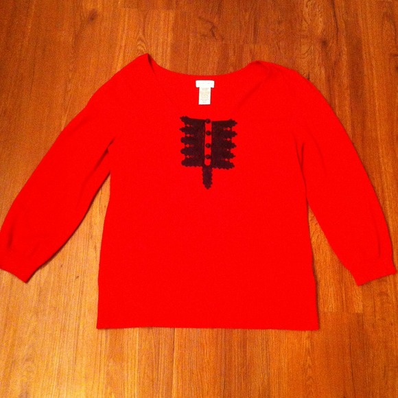 jaclyn smith Sweaters - Red and black 3/4 length sleeve top