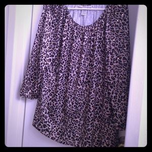 Leopard Print Blouse. Size Large.