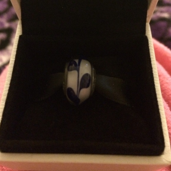 Authentic pandora murano glass blue swirl charm