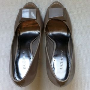 BCBGirls taupe peep toe heels