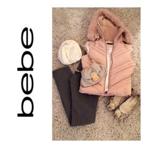 Bebe down Vest w/ detachable fur lined hood