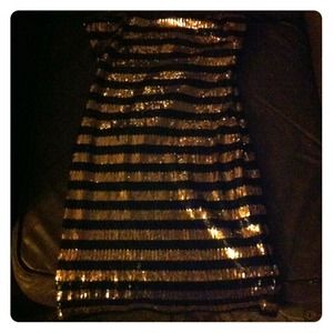 Black and gold sparkly striped dress